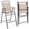 Outdoor Folding Bar Stool Beige Breathable Mesh Fabric Compact Storage